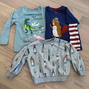 Mini Boden Long Sleeve Tees and Sweatshirt - Blue, Gray, Red